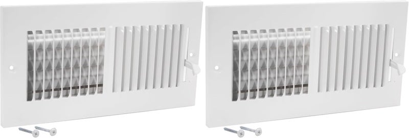 EZFLO 10 x 4 Inch (Duct Opening) White Air Vent Cover for Wall or Ceiling, Two-Way Ventilation Register, Solid Steel HVAC Cover, 61609 (Pack of 2) - Image 1